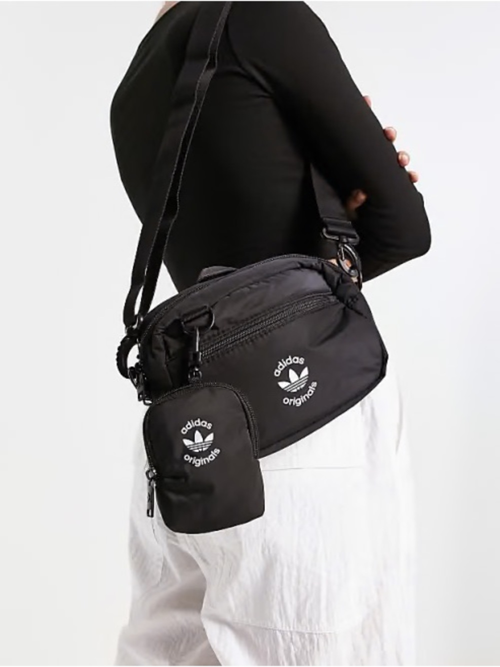 adidas Originals Black Shoulder Crossbody with Mini Pouch